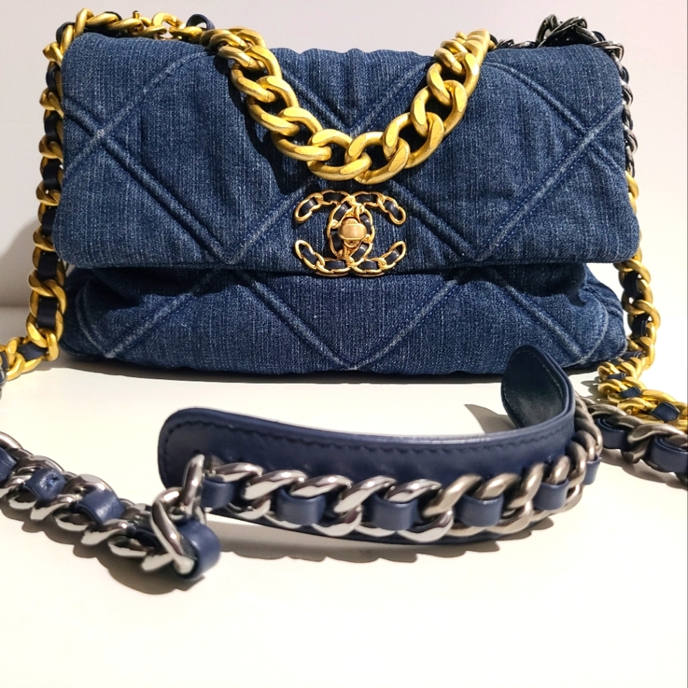 CHANEL Blue Denim Bag